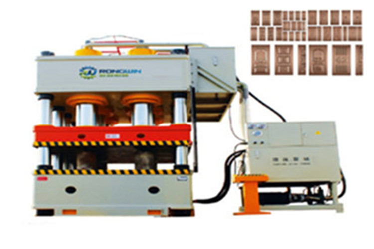 RONGWIN hydraulic press machines for metal door skin plate embossing.